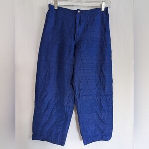 Chico's Size 2 Royal Blue 100% Silk Capri Pants Breathable